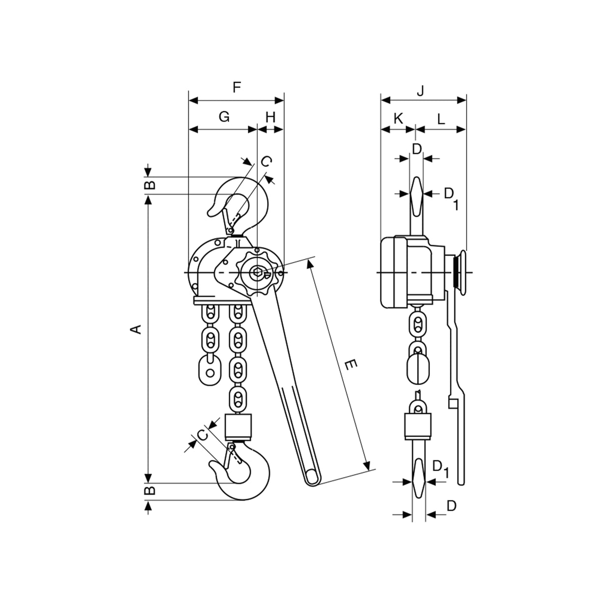 Yale D85 Ratchet Lever Hoist with Link Chain
